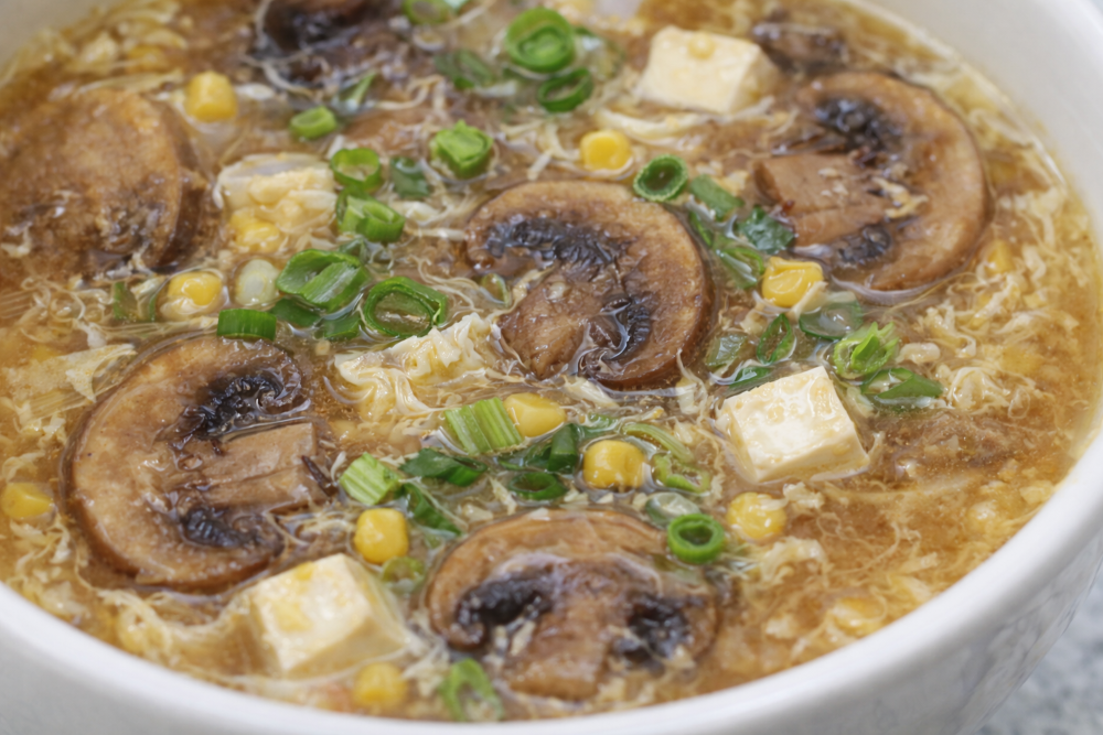 Authentic Hot and Sour Soup with Tofu and Mushrooms