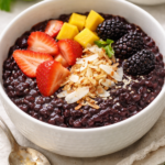 Black Rice Pudding with Coconut Milk and Fresh Fruit